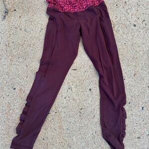 lululemon athletica Burgundy Ruffle Leggings